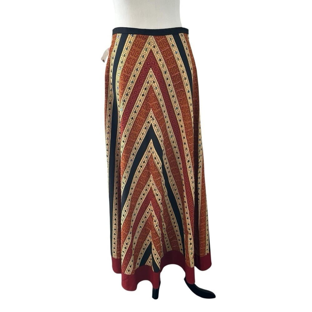 Willie Smith Beaded Bohemian New Without Tags Chevron Patterned Maxi Skirt